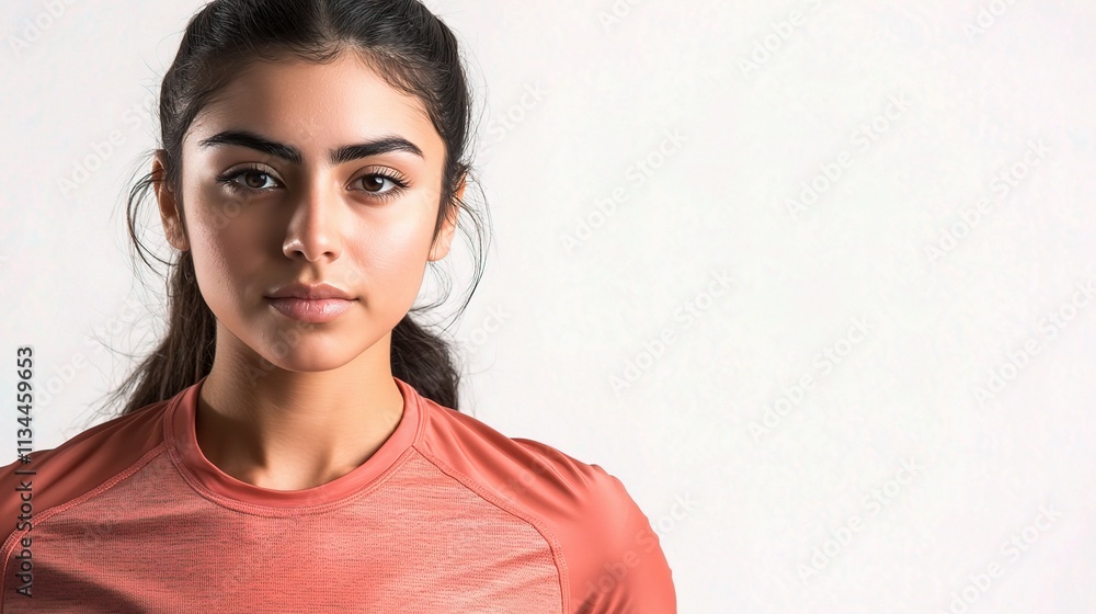 Intense Female Runner Exercising with Focus in Activewear Intense Female Runner Exercising with Focus in Activewear