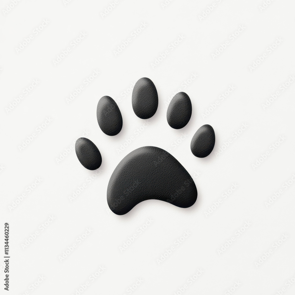 Black paw print on white background, symbolizing pets Black paw print on white background, symbolizing pets