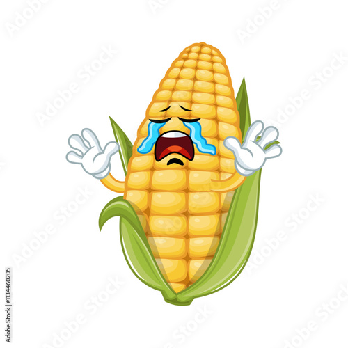 Sad Corn Cartoon Character.
