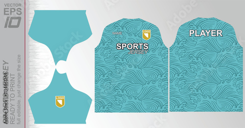 Modern ready-to-print jersey design with dynamic lines and vibrant colors. Perfect for football, basketball, cycling, or sportswear. High-quality, customizable vector file for instant printing.
