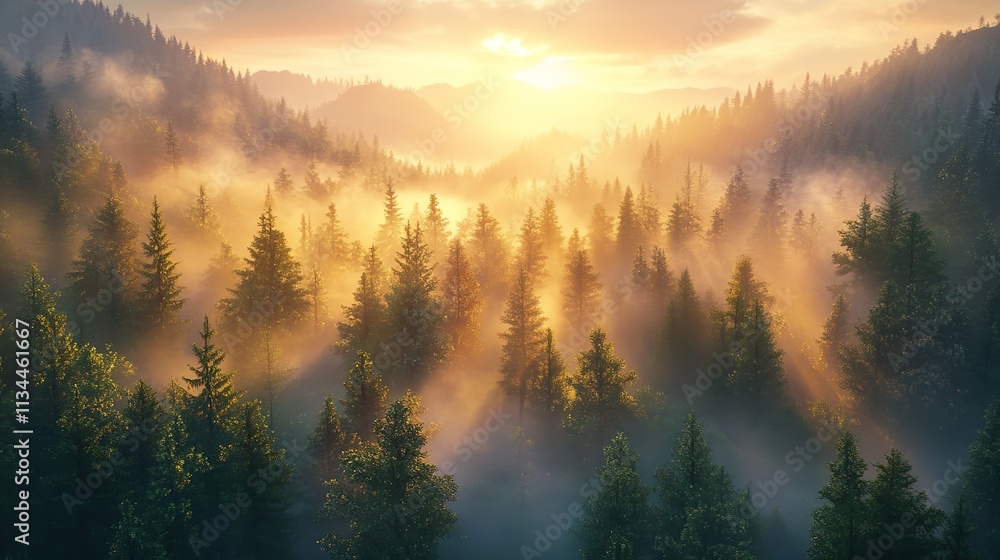 A smoky haze settling over a forest during a wildfire, obscuring visibility and posing respiratory risks to both humans and wildlife A smoky haze settling over a forest during a wildfire, obscuring visibility and posing respiratory risks to both humans and wildlife