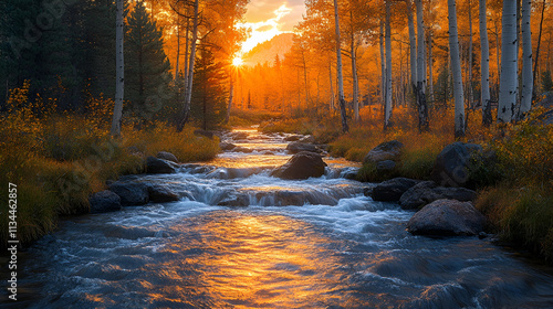 sunset in the forest