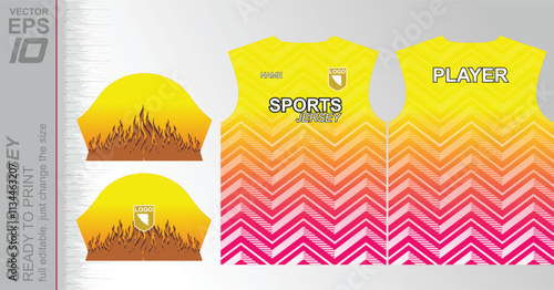Modern ready-to-print jersey design with dynamic lines and vibrant colors. Perfect for football, basketball, cycling, or sportswear. High-quality, customizable vector file for instant printing.