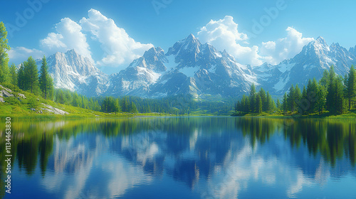 lake and mountains