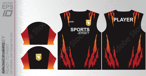 Modern ready-to-print jersey design with dynamic lines and vibrant colors. Perfect for football, basketball, cycling, or sportswear. High-quality, customizable vector file for instant printing.