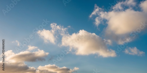 Endless Blue Sky Adorned With Fluffy Clouds and Gentle Sunlight on a Serene Afternoon