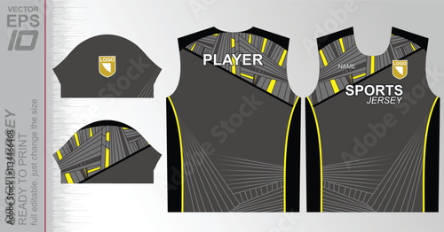 Modern ready-to-print jersey design with dynamic lines and vibrant colors. Perfect for football, basketball, cycling, or sportswear. High-quality, customizable vector file for instant printing.