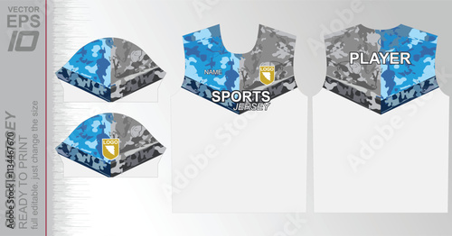 Modern ready-to-print jersey design with dynamic lines and vibrant colors. Perfect for football, basketball, cycling, or sportswear. High-quality, customizable vector file for instant printing.