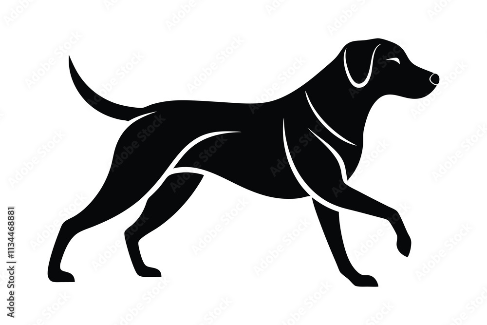 Naklejka premium Silhouette of a Labrador Retriever in a striking pose, such as running gracefully