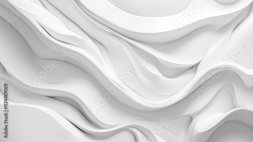 White abstract background. Wavy seamless three dimensional pattern mock up for designers.