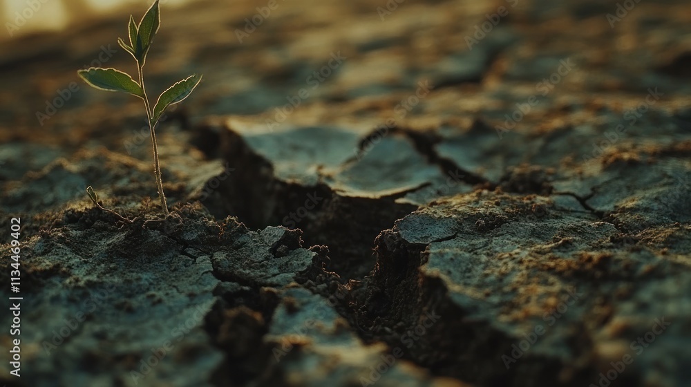 Tiny sprout emerging from cracked earth. Tiny sprout emerging from cracked earth.