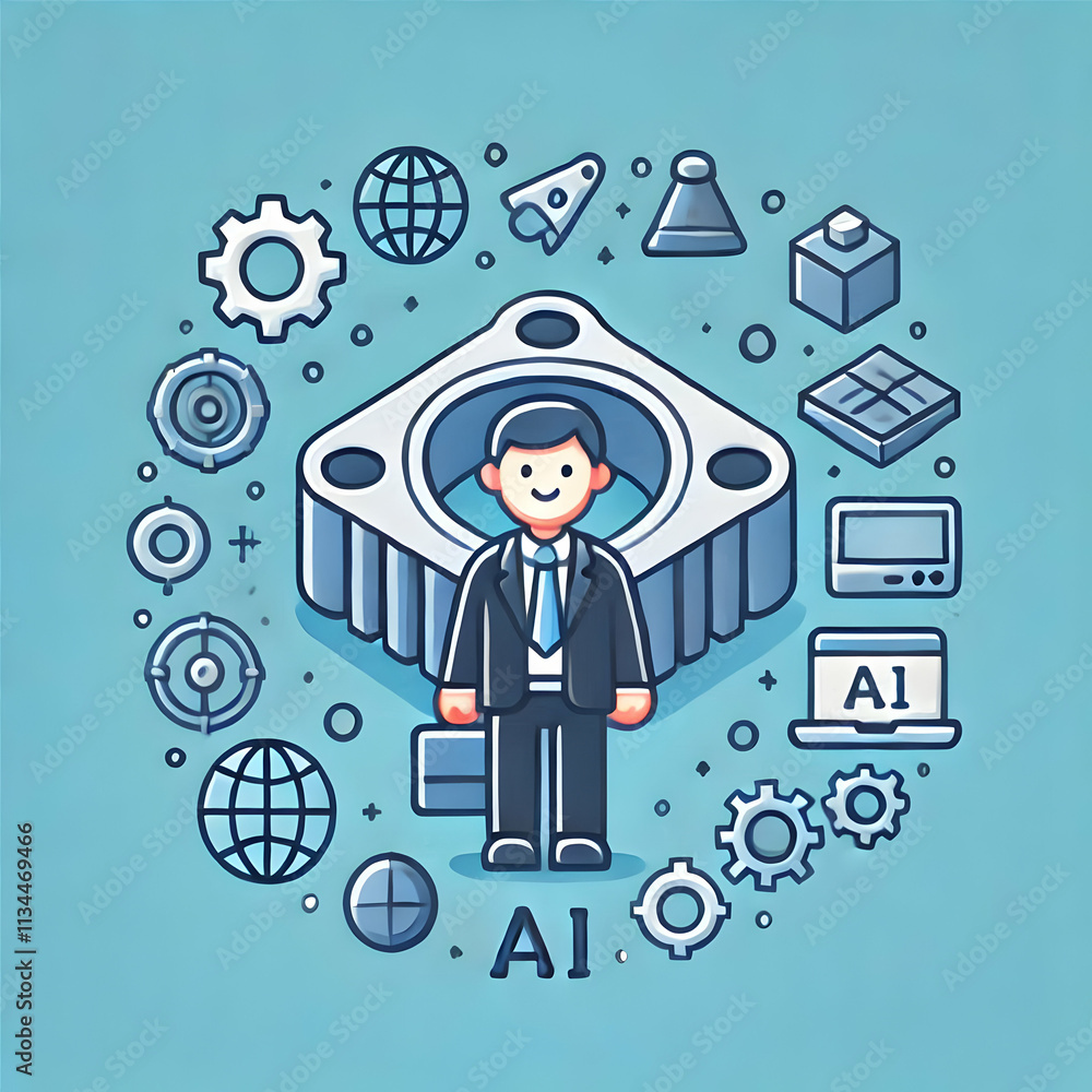 3D Printed Industrial Component on Clean Blue Background Showcasing Precision AI Innovation in Manufacturing 3D Printed Industrial Component on Clean Blue Background Showcasing Precision AI Innovation in Manufacturing
