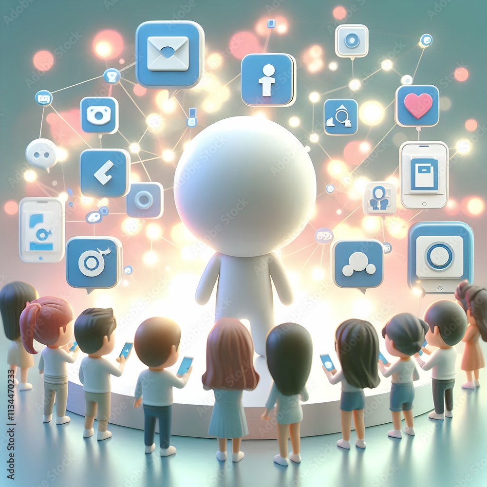 3D Marketing team collaborating on influencer campaigns bokeh digital art background copy space on right. concept as A marketing team collaborating on influencer campaigns using digital devices set ag 3D Marketing team collaborating on influencer campaigns bokeh digital art background copy space on right. concept as A marketing team collaborating on influencer campaigns using digital devices set ag