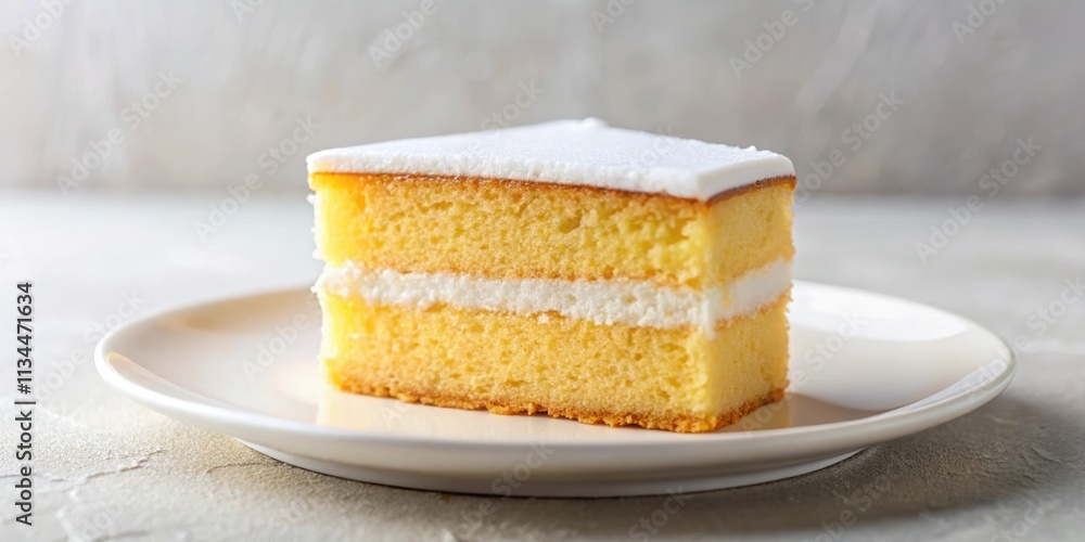 A delicious piece of sponge cake on a white plate , dessert, sweet, pastry, treat, indulgence, gourmet, homemade A delicious piece of sponge cake on a white plate , dessert, sweet, pastry, treat, indulgence, gourmet, homemade