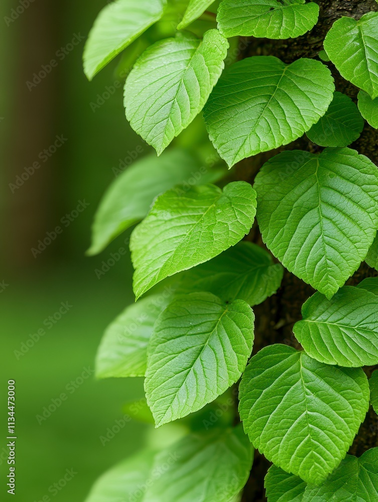 Lush Green Vine Climbing Tree Trunk in Forest Lush Green Vine Climbing Tree Trunk in Forest