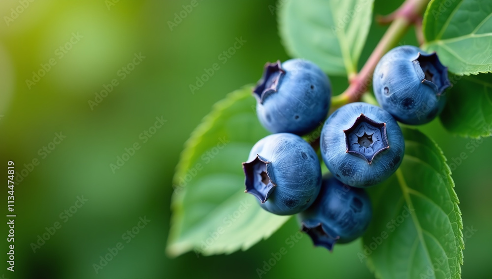 blueberries ripen summer gardens blue hues green background blueberries ripen summer gardens blue hues green background