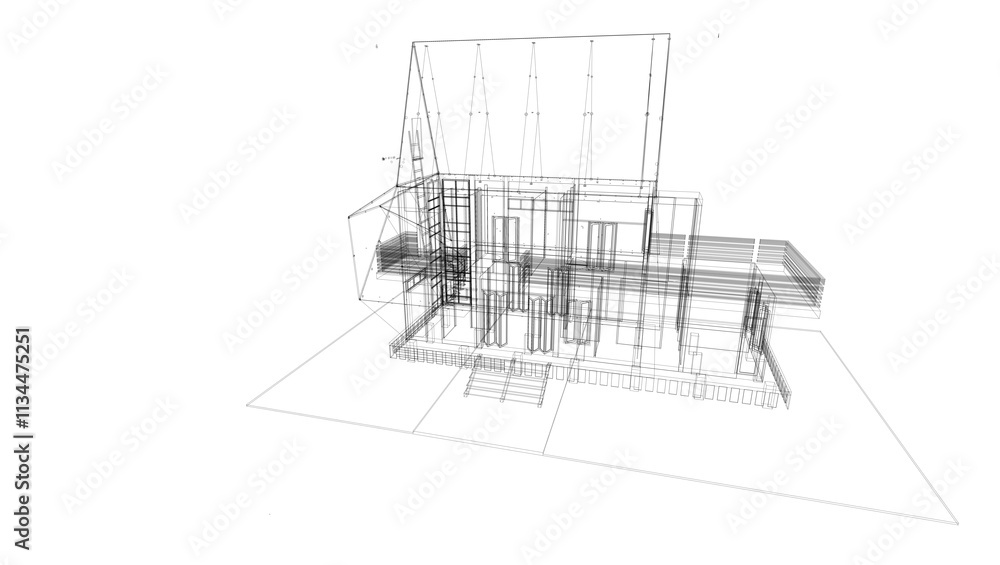 This is the wireframe illustration of a homestay design. This is the wireframe illustration of a homestay design.