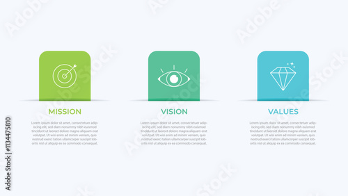 Mission, Vision and Values icon . Web page template. Modern flat design. Abstract icon. Purpose business concept EPS10