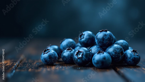 dark blueberries shadowy illuminated backdrop create mysterious atmosphere photo