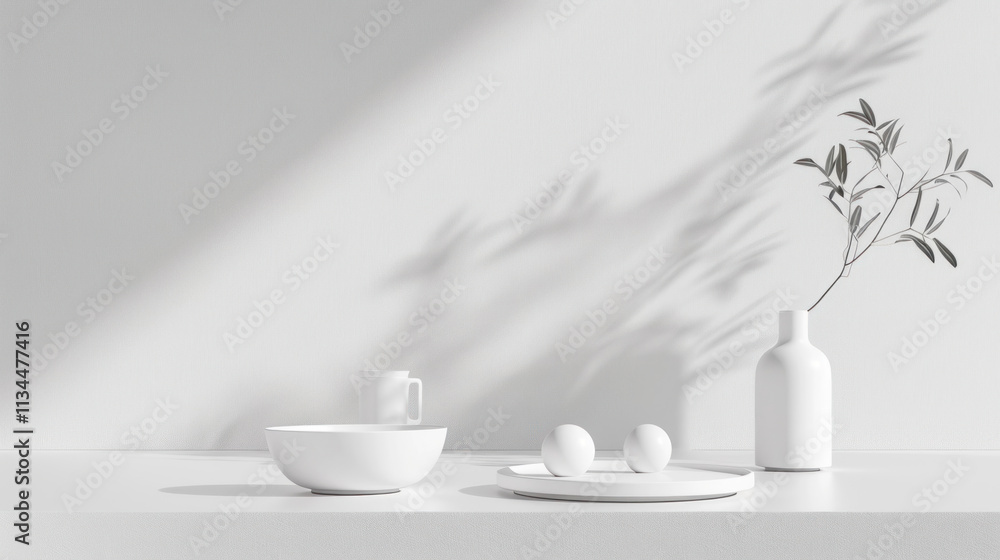Elegant logo scene mockup with minimal props, on a white background Elegant logo scene mockup with minimal props, on a white background