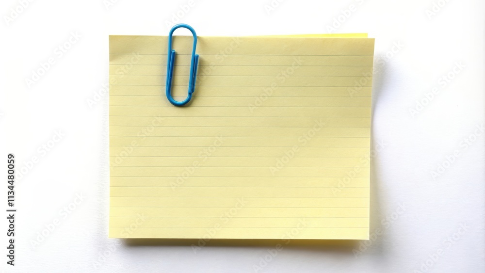 Note paper with paper clip on white background, Stationery, office supplies, reminder, organization, office decor, mockup Note paper with paper clip on white background, Stationery, office supplies, reminder, organization, office decor, mockup