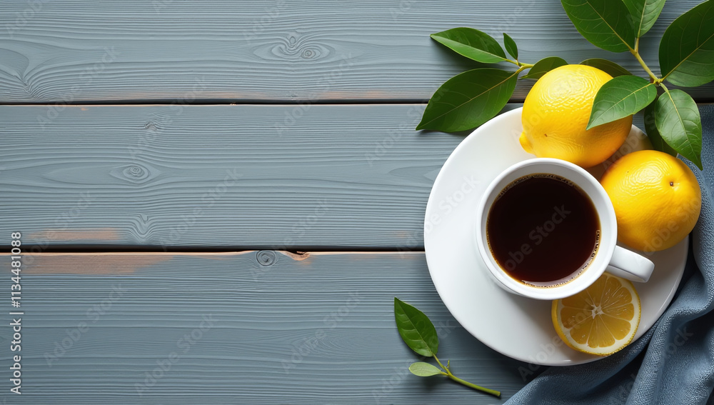 gray wooden table top shows coffee lemon simple modern gray wooden table top shows coffee lemon simple modern