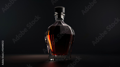 High-end bottle mock-up, limited edition design, spotlighted against a black backdrop