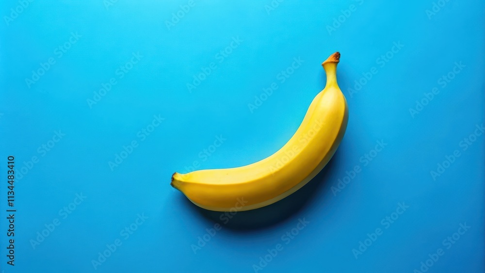 Yellow small banana isolated on blue background, banana, yellow, small, isolated, blue, background, fresh, food, fruit, tropical Yellow small banana isolated on blue background, banana, yellow, small, isolated, blue, background, fresh, food, fruit, tropical