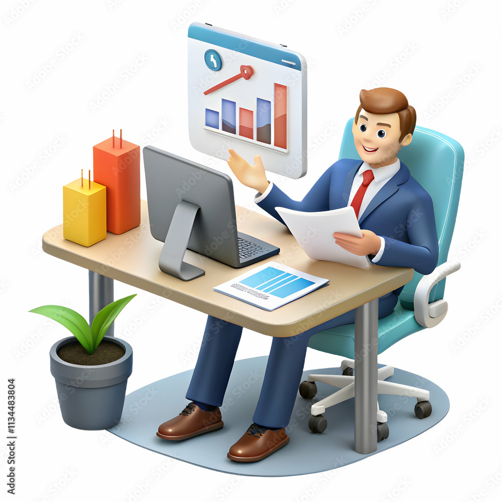 Executive Analyzing Annual Growth Report in Modern Office for Strategic Business Development Executive Analyzing Annual Growth Report in Modern Office for Strategic Business Development