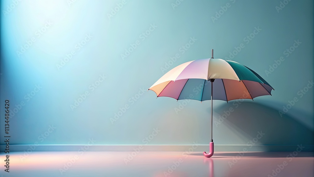 Pastel Rainbow Umbrella in a Minimalist Room Setting Pastel Rainbow Umbrella in a Minimalist Room Setting