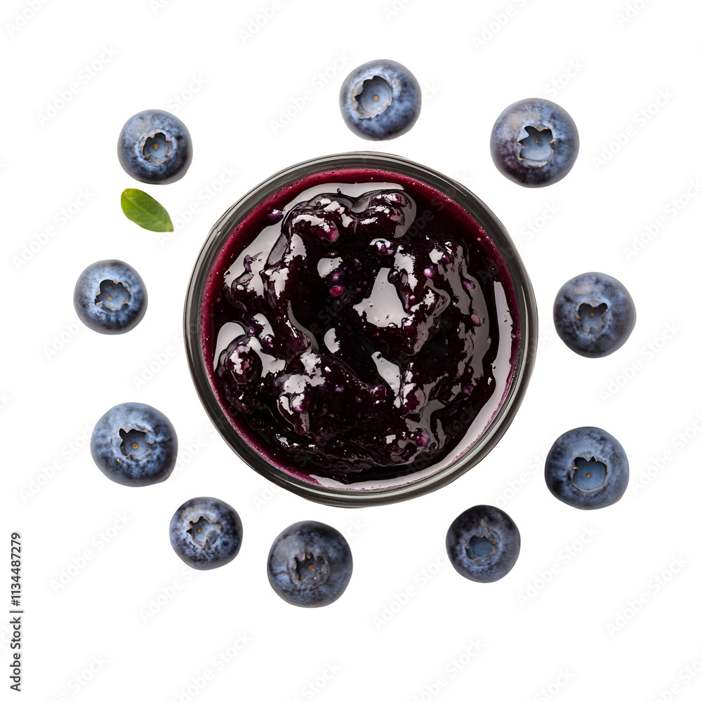 Blueberry Jam with Fresh Blueberries in Bowl Blueberry Jam with Fresh Blueberries in Bowl