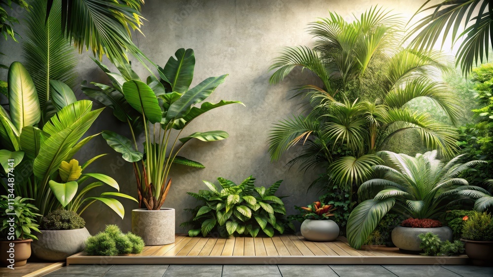 render of small garden with tropical plants on background, tropical, garden, exotic, render, small,background, lush render of small garden with tropical plants on background, tropical, garden, exotic, render, small,background, lush