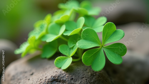 resilient green clover thrives stone gardens symbolizing rebirth natural
