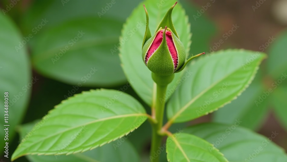 rosebush leaves unopened rose buds flowers spring rosebush leaves unopened rose buds flowers spring