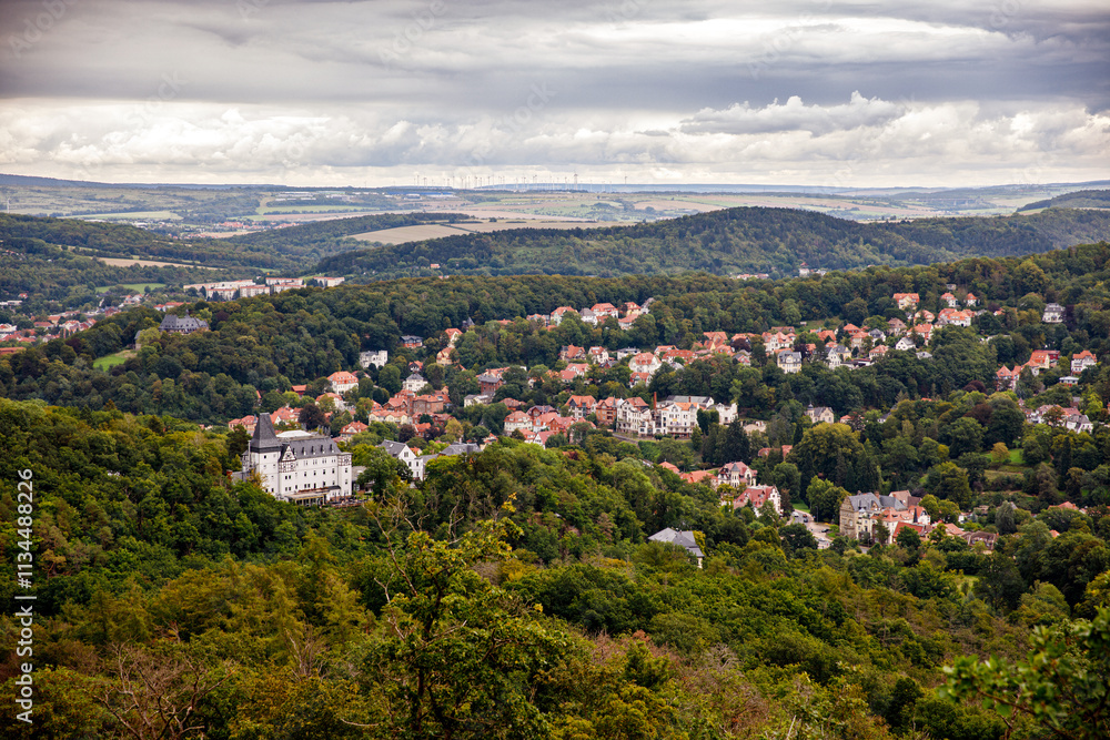 The city of Eisenach in Thuringia, Germany, view from above, from castle Wartburg. The city of Eisenach in Thuringia, Germany, view from above, from castle Wartburg.