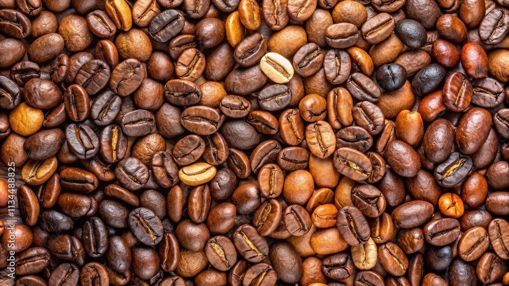 A close-up of a variety of light and dark roasted coffee beans, highlighting different roast levels, coffee, beans, roasted A close-up of a variety of light and dark roasted coffee beans, highlighting different roast levels, coffee, beans, roasted