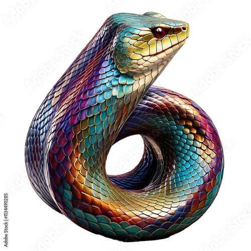 3D Number Six with Snake Skin Texture - Transparent Background