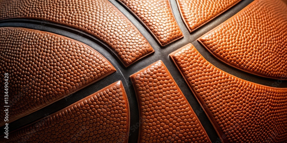 Fototapeta premium Close up of a basketball with textured surface , sports, teamwork, game, competition, professional, close-up, detail, texture