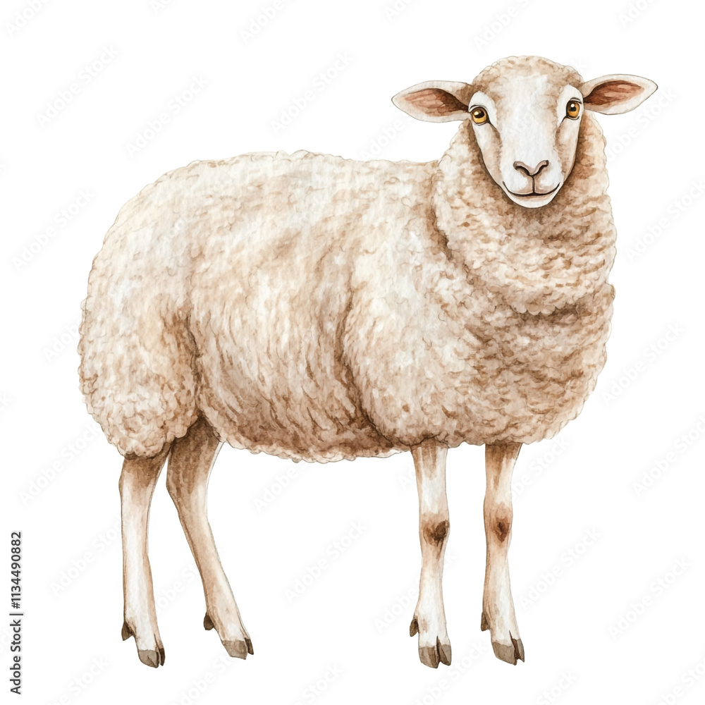 Charming Watercolor Sheep Illustration Charming Watercolor Sheep Illustration