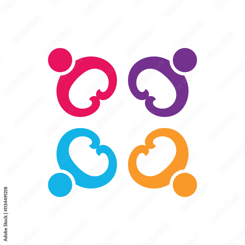 Colorful community group team People Logo Design Colorful community group team People Logo Design