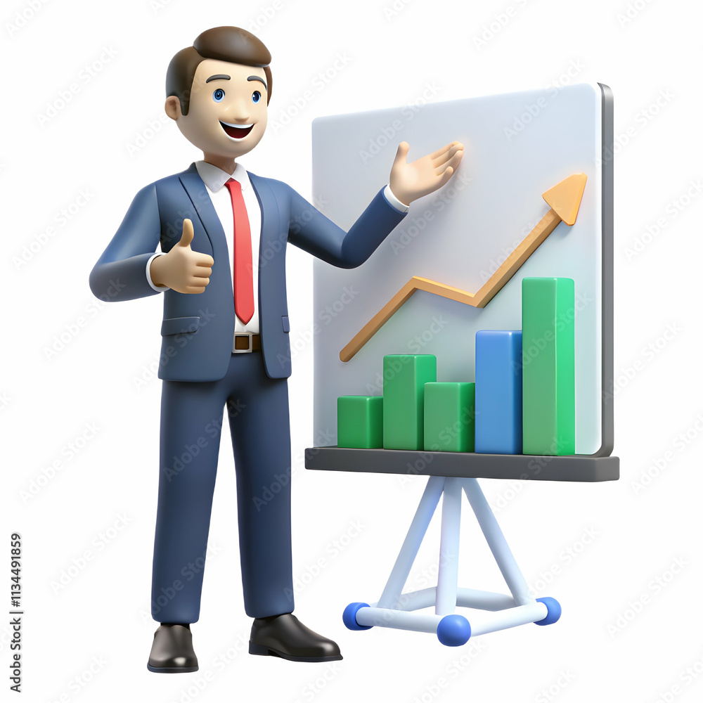 Entrepreneur Presenting Growth Strategy to Investors with Visual Aids for Business Expansion Funding Entrepreneur Presenting Growth Strategy to Investors with Visual Aids for Business Expansion Funding