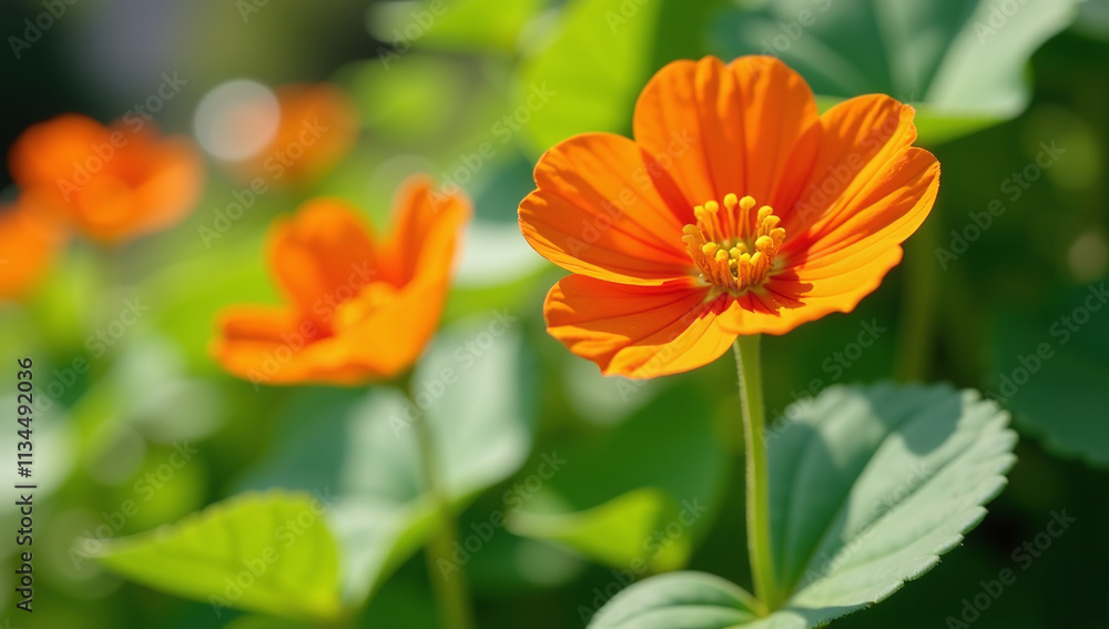 vibrant orange nasturtium flowers bloom garden amidst lush greenery surrounding vibrant orange nasturtium flowers bloom garden amidst lush greenery surrounding