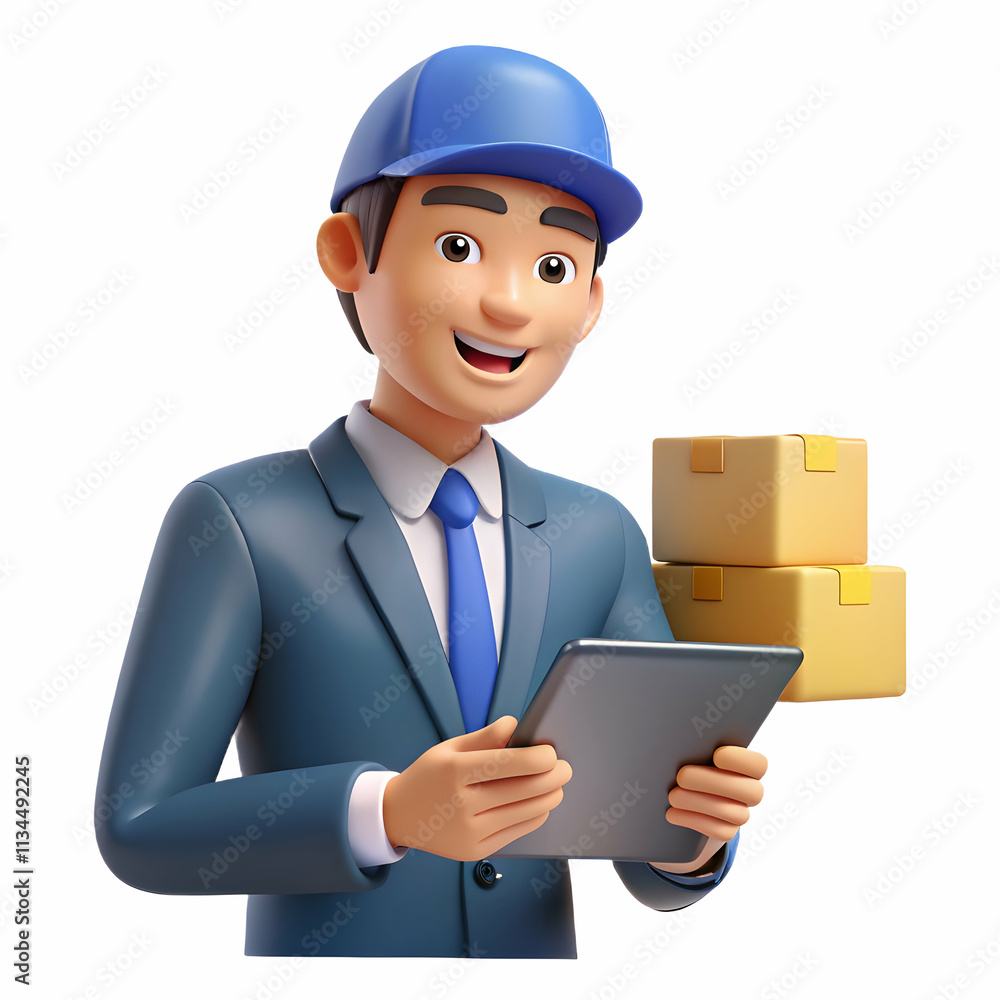 Close-Up Portrait of Logistics Coordinator Managing Shipments on Tablet for Digital Tracking and Cost Efficiency Close-Up Portrait of Logistics Coordinator Managing Shipments on Tablet for Digital Tracking and Cost Efficiency