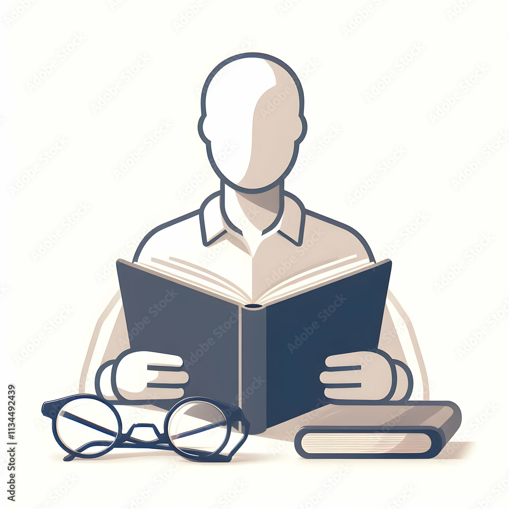 Flat White Background with Glasses and Open Book - Caregiving Concepts for Seniors with Vision Challenges Flat White Background with Glasses and Open Book - Caregiving Concepts for Seniors with Vision Challenges