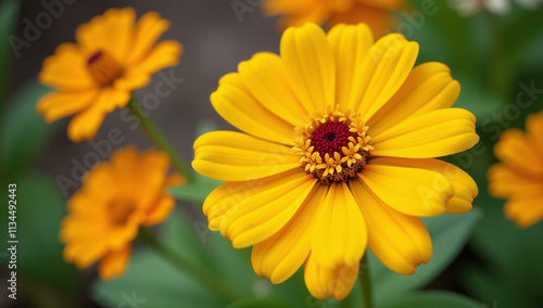 vibrant yellow zinnias bloom autumn gardens showcasing beauty