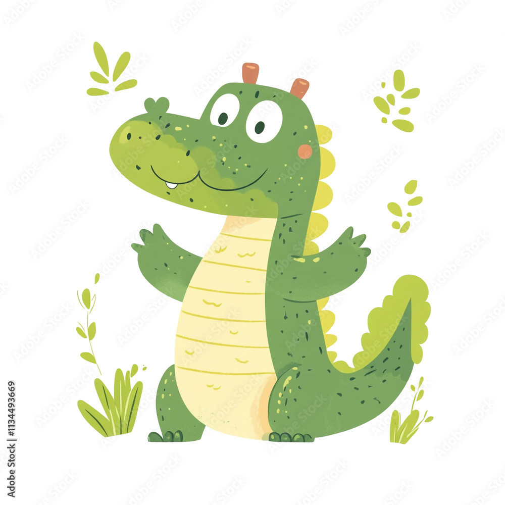 Fototapeta premium Adorable Cartoon Crocodile Illustration