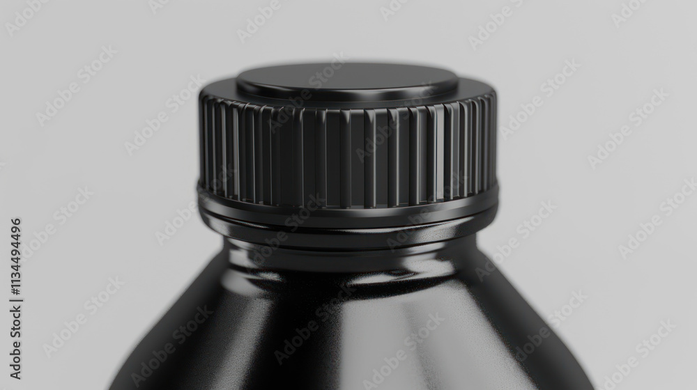 Plastic bottle mock-up with a matte finish, close-up of the cap and label area for detail Plastic bottle mock-up with a matte finish, close-up of the cap and label area for detail