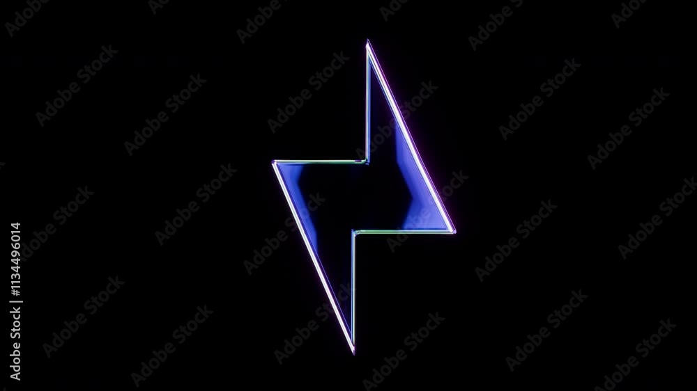 Abstract geometric animation with dispersion glass lightning shape from iridescent holographic material. Modern minimalistic 4k motion seamless background. Abstract geometric animation with dispersion glass lightning shape from iridescent holographic material. Modern minimalistic 4k motion seamless background.