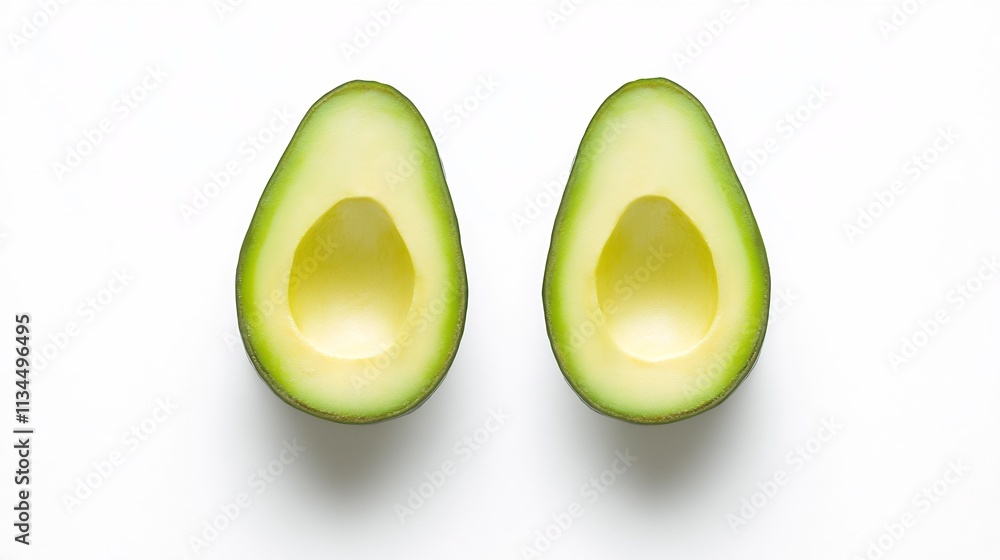 Ripe Avocado Halves with Pit on White Background Vegetarian Superfood Ingredient for Healthy Ripe Avocado Halves with Pit on White Background Vegetarian Superfood Ingredient for Healthy