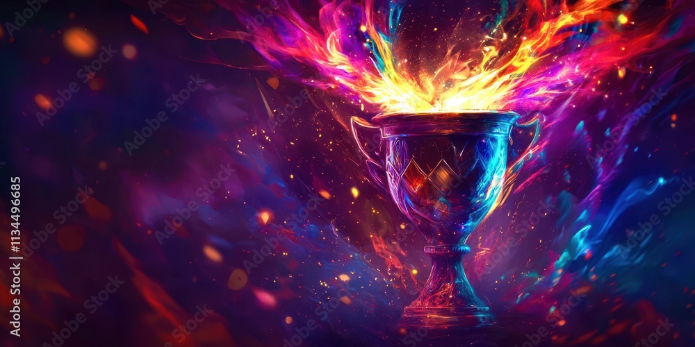 Colorful image of a trophy with a blue and purple background Colorful image of a trophy with a blue and purple background